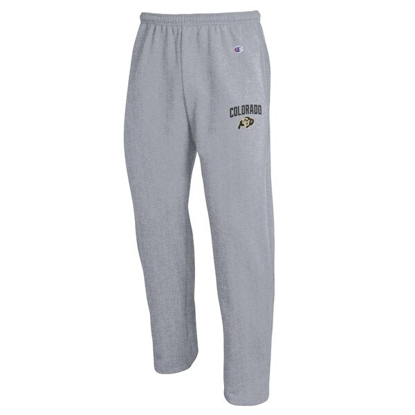 Gray Champion sweatpants with black “Colorado” text and CU Buffaloes logo on left leg.